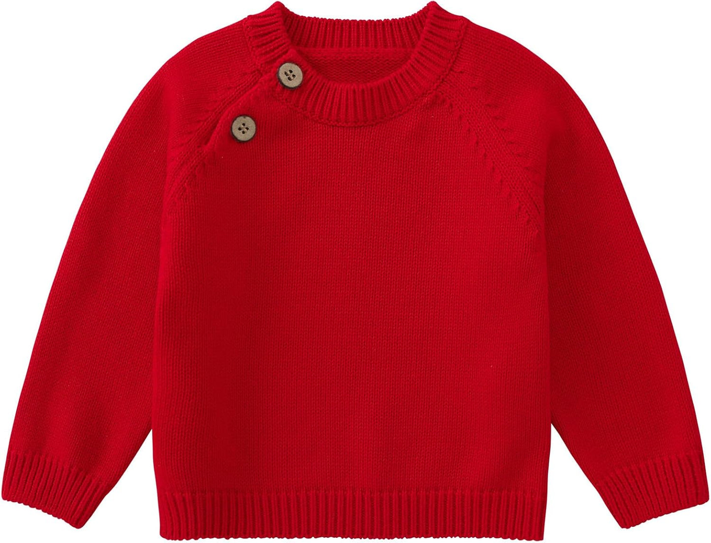 Baby Toddler Boys Girls Pullover Sweater Cotton Knit Button Closure Sweaters