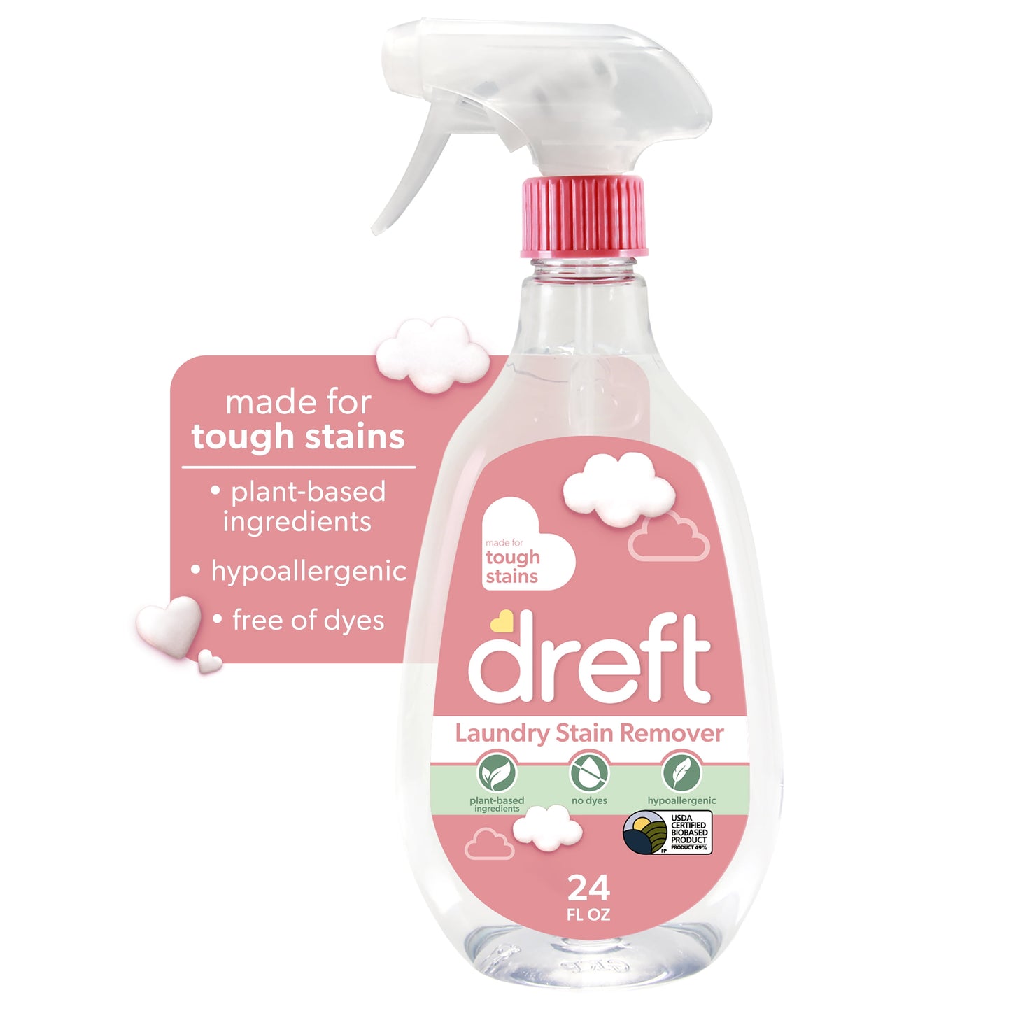 (4 Pack) Plant Based Baby Spray and Wash Laundry Stain Remover, Baby Essentials, 24 Oz