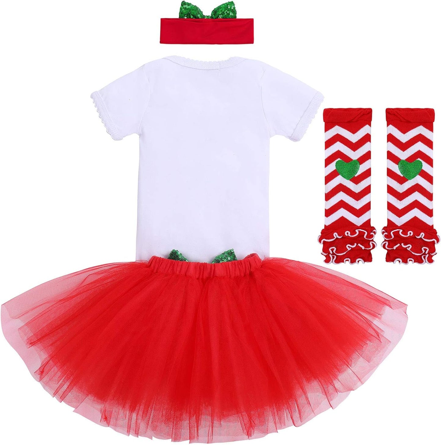 Baby Girls 1St Christmas Easter Valentine'S Day Outfit Romper Tutu Skirt Headband Leg Warmers Clothes for Photo Shoot