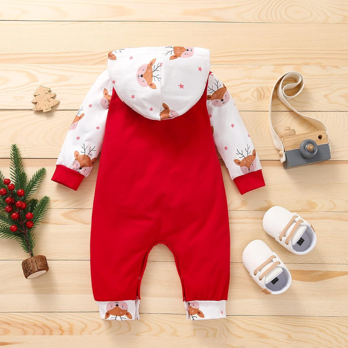 My First Christmas Baby Girl Boy Outfit Car Truck Long Sleeve Pocket Hooded Romper Jumpsuit Xmas One Piece Clothes