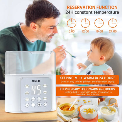 Baby Bottle Warmer, 9-In-1 Fast Baby Food Heater & Defrost, Double Bottle Warmer with Appointment &Timer, Bpa-Free, Accurate Temperature Control for Breastmilk & Formula, LCD Display