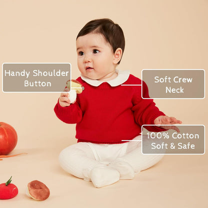 Baby Toddler Boys Girls Pullover Sweater Cotton Knit Button Closure Sweaters