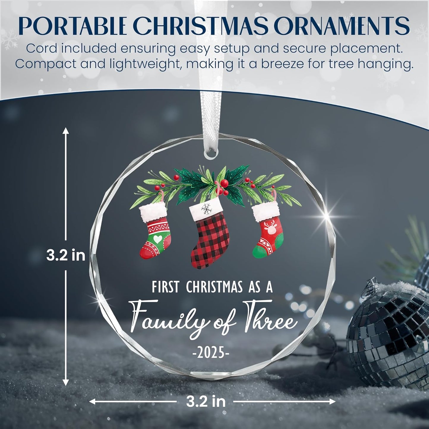 Baby First Christmas Ornaments 2025 - Christmas Tree Decoration Glass Ornaments