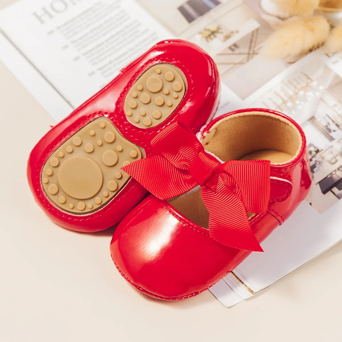 Baby Girls Shoes Infant Mary Jane Bowknot Soft Sole PU Leather Newborn First Walker Cirb Shoes