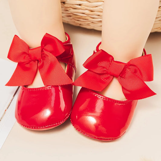 Baby Girls Shoes Infant Mary Jane Bowknot Soft Sole PU Leather Newborn First Walker Cirb Shoes
