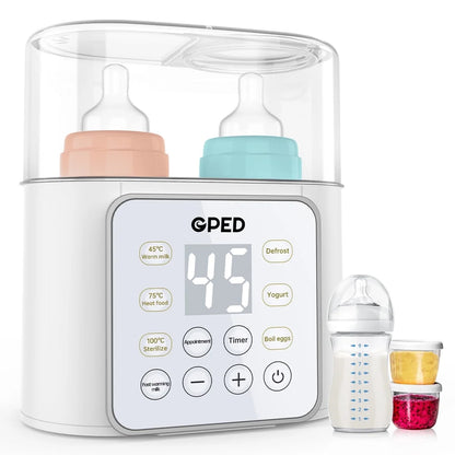 Baby Bottle Warmer, 9-In-1 Fast Baby Food Heater & Defrost, Double Bottle Warmer with Appointment &Timer, Bpa-Free, Accurate Temperature Control for Breastmilk & Formula, LCD Display