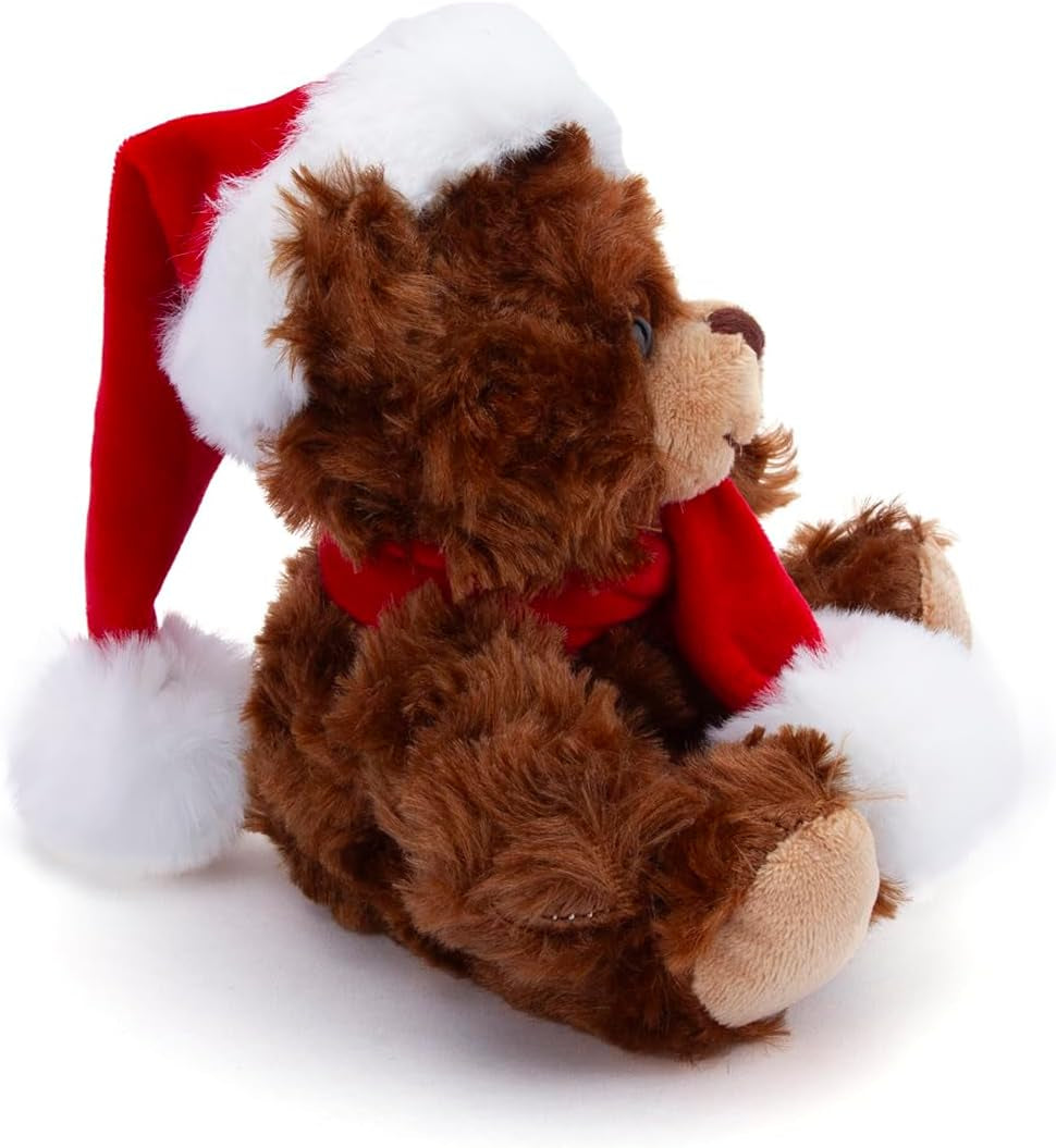 Adorable Soft and Hairy Santa Teddy Bear, Stuffed Animal Holiday Toys Christmas Accessories – a Perfect Toy Gift for Kids (6 Inches, Xmas Chocolate Bear)