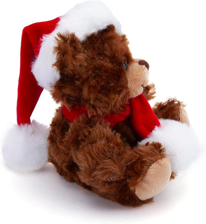 Adorable Soft and Hairy Santa Teddy Bear, Stuffed Animal Holiday Toys Christmas Accessories – a Perfect Toy Gift for Kids (6 Inches, Xmas Chocolate Bear)