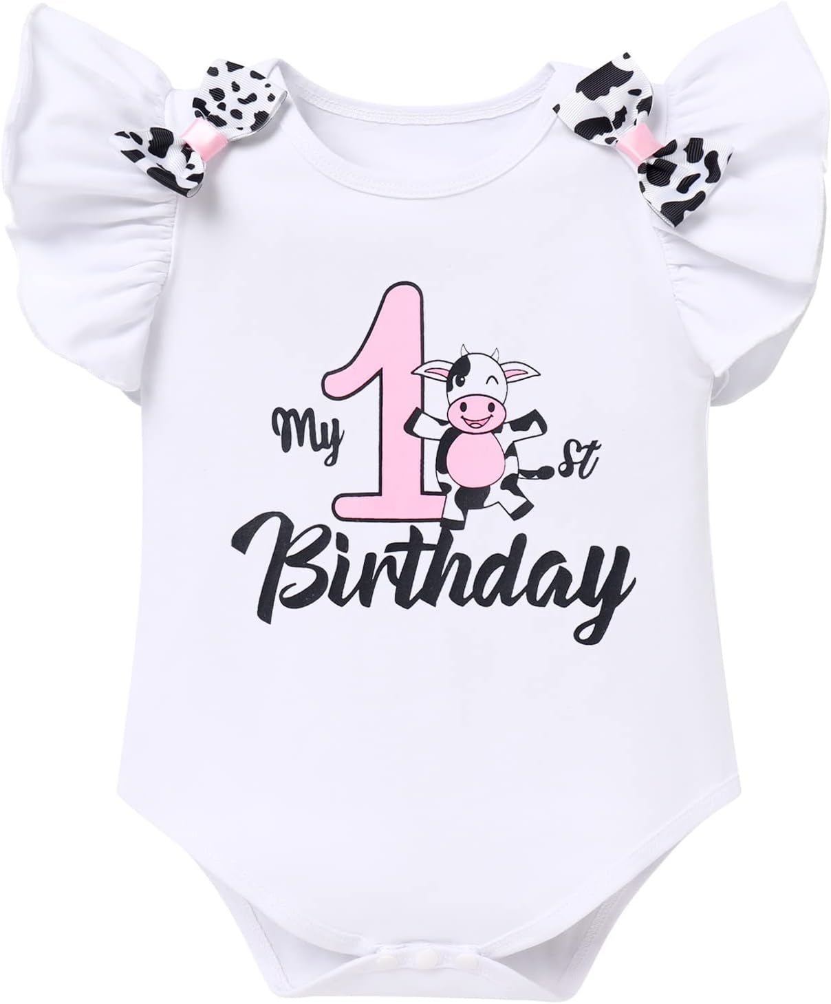 Baby Girl 1St Birthday Outfit Farm Cow Ladybug Romper Tutu Skirt Headband Christmas Bee Cake Smash Photo Shoot Clothes