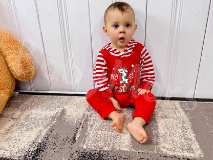My First Christmas Newborn Baby Boy Girl Clothes One-Piece Romper (Red,6-12 Months)