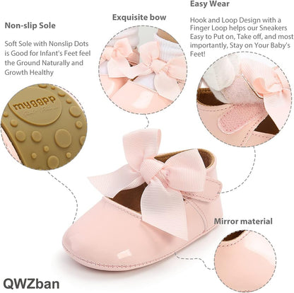 Baby Shoes Mary Jane Flats Non Slip Soft Sole Infant Toddler Sneakers First Walkers Party Christmas Dress Shoes