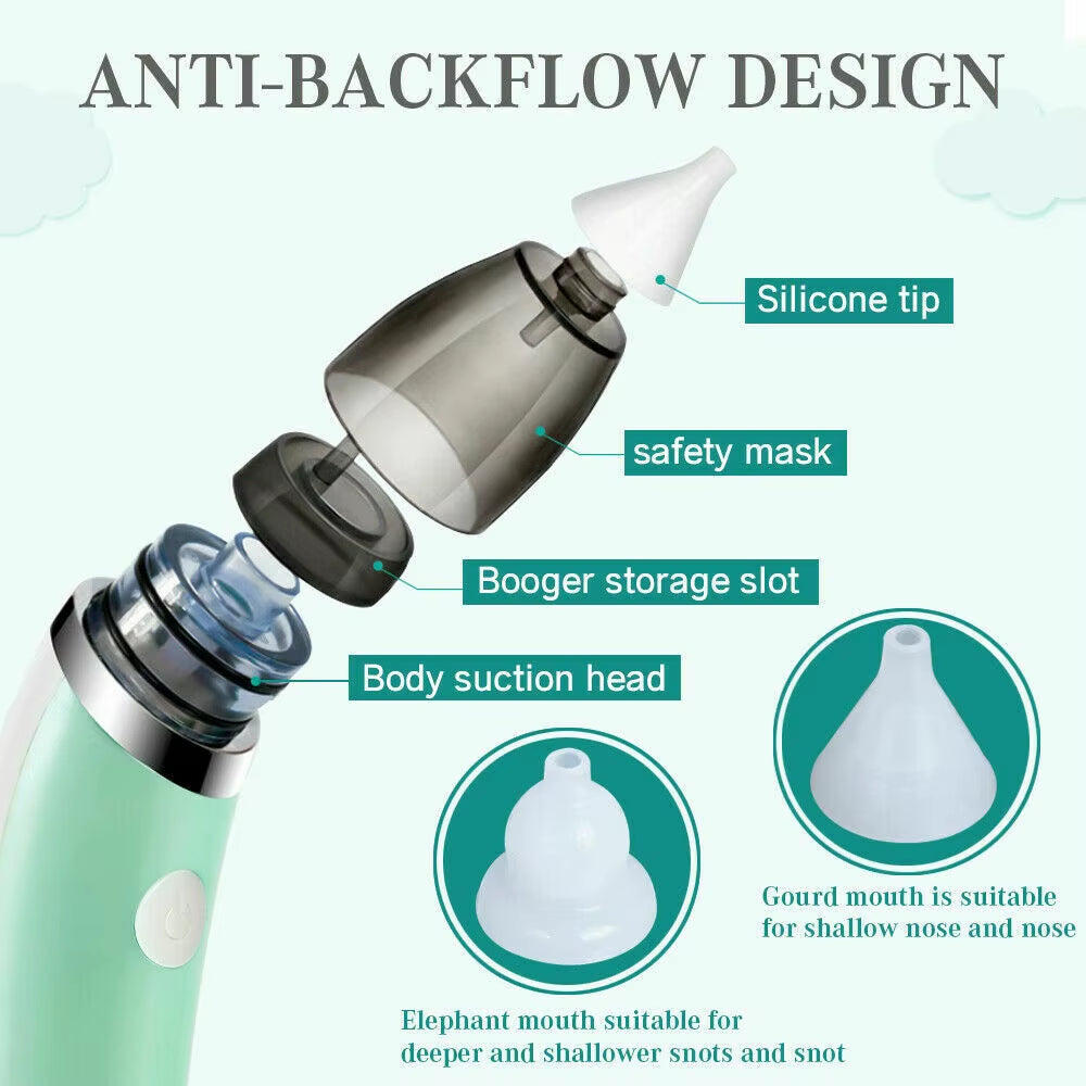 MAMIJOY Electric Baby Nasal Aspirator Electric Nose Cleaner Sniffling Equipment Safe Hygienic Nose Snot Cleaner for Newborns