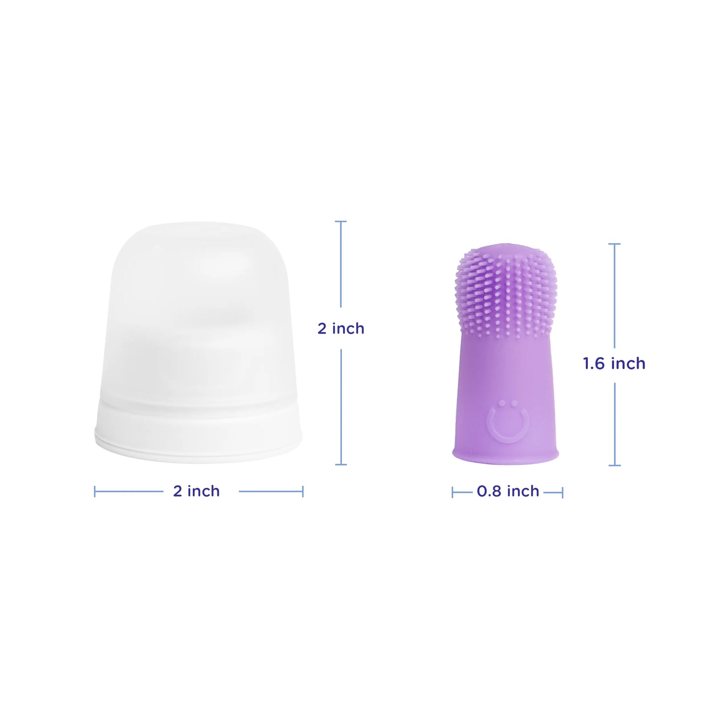 2 Finger Toothbrushes & Case, Purple, Soft