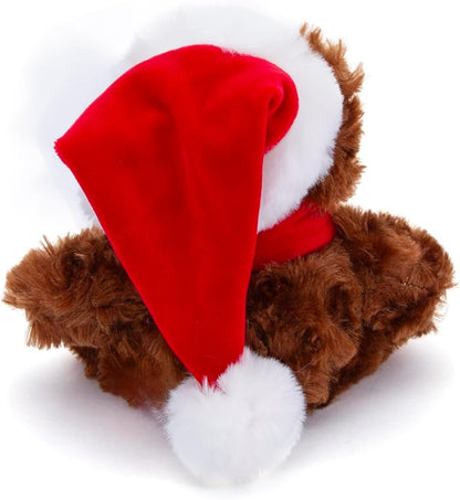 Adorable Soft and Hairy Santa Teddy Bear, Stuffed Animal Holiday Toys Christmas Accessories – a Perfect Toy Gift for Kids (6 Inches, Xmas Chocolate Bear)