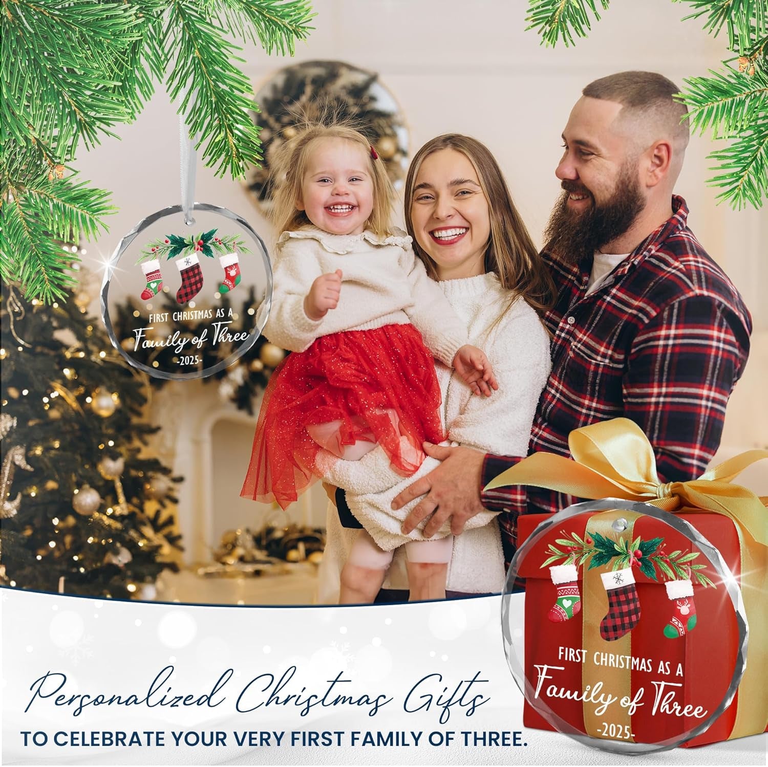 Baby First Christmas Ornaments 2025 - Christmas Tree Decoration Glass Ornaments