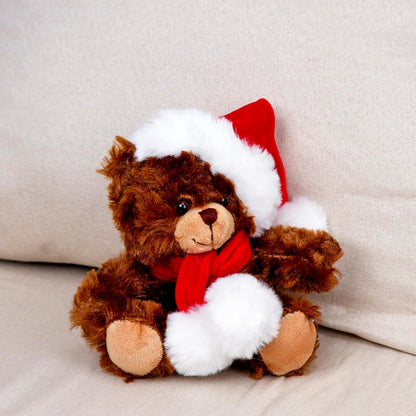 Adorable Soft and Hairy Santa Teddy Bear, Stuffed Animal Holiday Toys Christmas Accessories – a Perfect Toy Gift for Kids (6 Inches, Xmas Chocolate Bear)