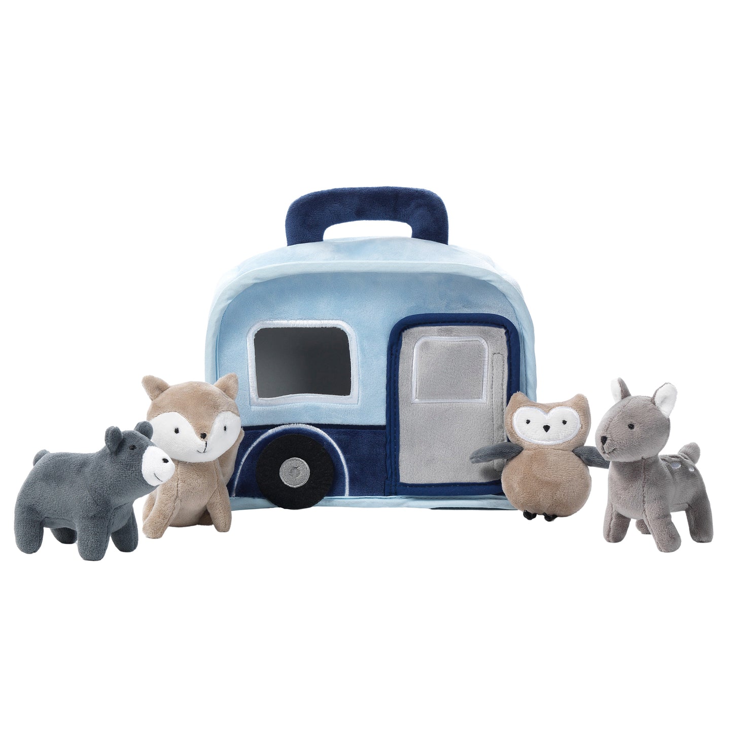 Interactive Blue Camper/Rv Plush with Stuffed Animal Toys