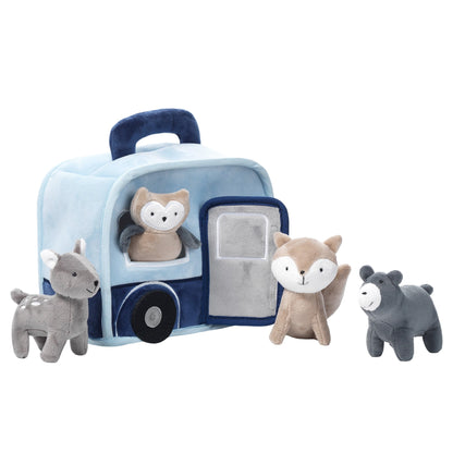 Interactive Blue Camper/Rv Plush with Stuffed Animal Toys