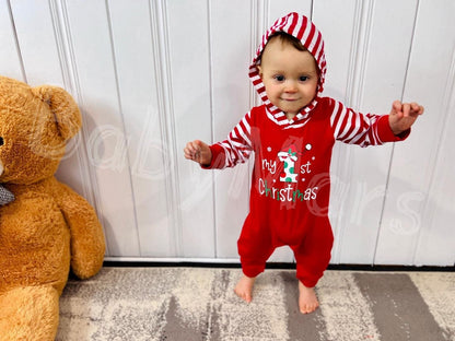 My First Christmas Newborn Baby Boy Girl Clothes One-Piece Romper (Red,6-12 Months)