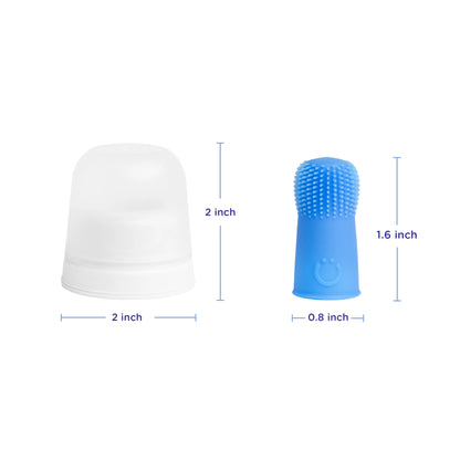Baby Silicone Finger Toothbrush with Storage Case, Food-Grade Platinum Silicone, Oral Care for Infants and Babies, 2 Pack, Polaris Blue