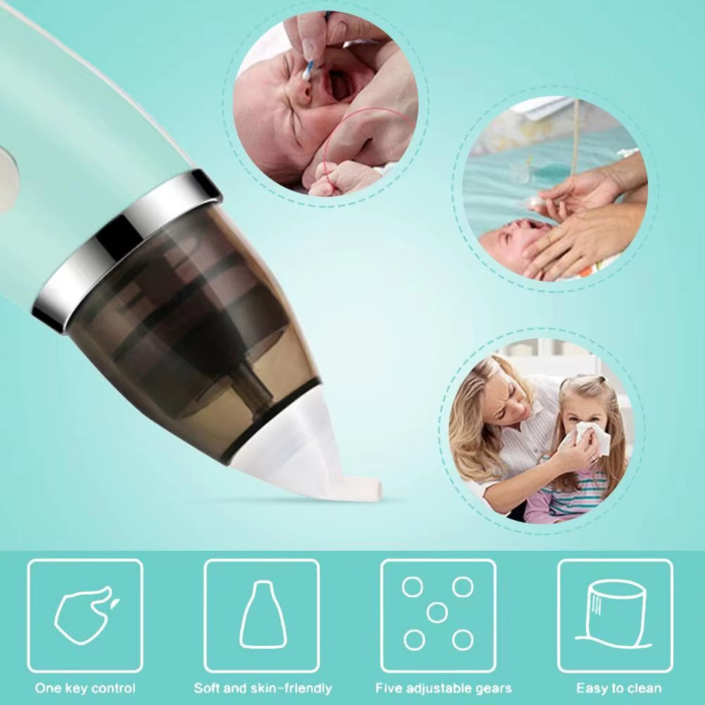 MAMIJOY Electric Baby Nasal Aspirator Electric Nose Cleaner Sniffling Equipment Safe Hygienic Nose Snot Cleaner for Newborns