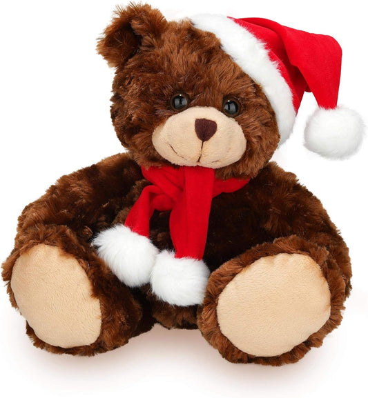 Adorable Soft and Hairy Santa Teddy Bear, Stuffed Animal Holiday Toys Christmas Accessories – a Perfect Toy Gift for Kids (6 Inches, Xmas Chocolate Bear)