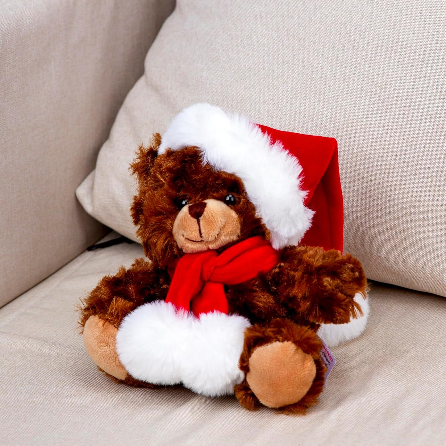 Adorable Soft and Hairy Santa Teddy Bear, Stuffed Animal Holiday Toys Christmas Accessories – a Perfect Toy Gift for Kids (6 Inches, Xmas Chocolate Bear)