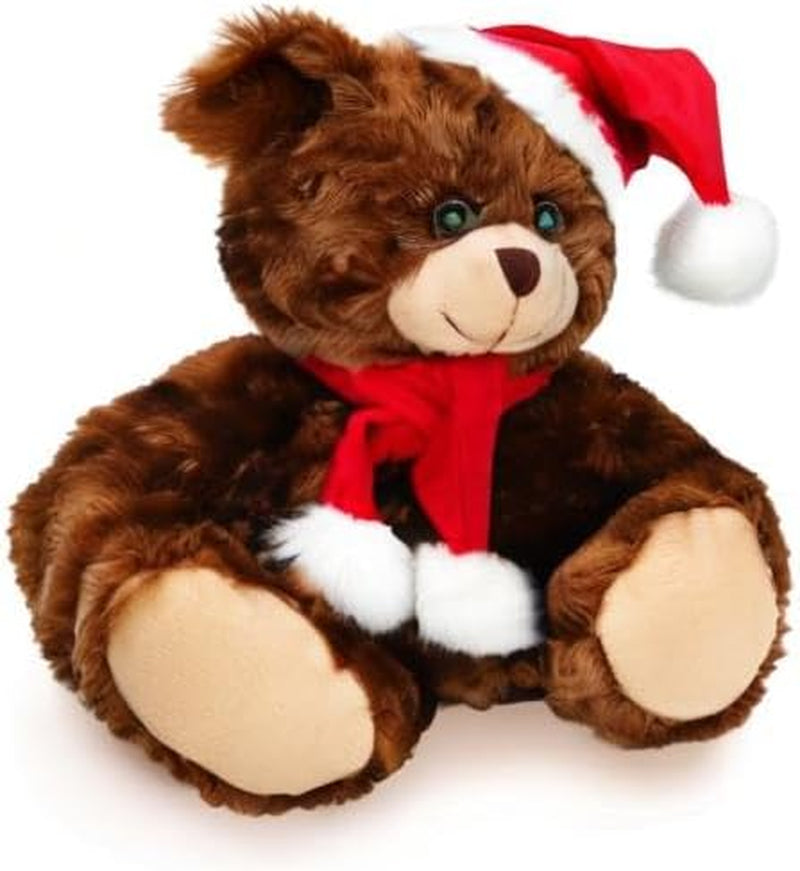 Adorable Soft and Hairy Santa Teddy Bear, Stuffed Animal Holiday Toys Christmas Accessories – a Perfect Toy Gift for Kids (6 Inches, Xmas Chocolate Bear)