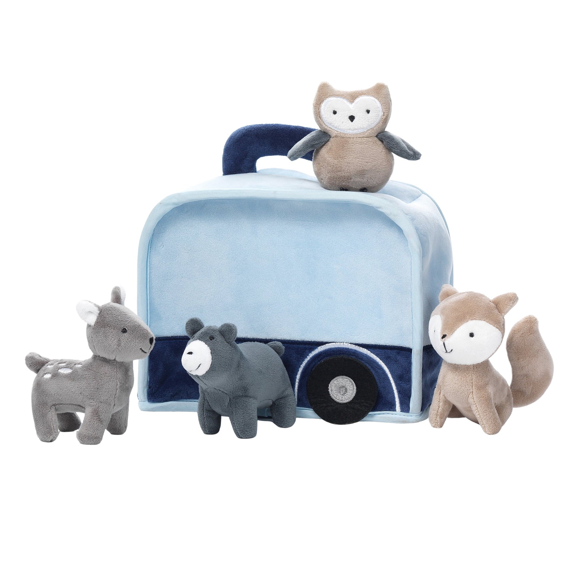 Interactive Blue Camper/Rv Plush with Stuffed Animal Toys