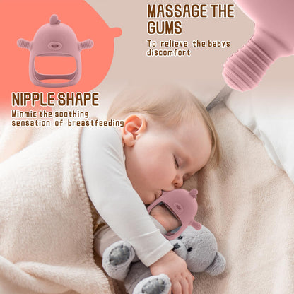 Baby Food Fruit Feeder and Breastmilk Popsicle Mold Set, 3 Pack - 1 Food Feeder Pacifier for Teething Relief, 1 Freezer Tray, 1 Baby Teether Toy, Silicone Fruit Teether (Blush)