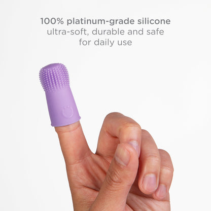 2 Finger Toothbrushes & Case, Purple, Soft