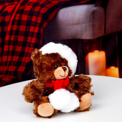 Adorable Soft and Hairy Santa Teddy Bear, Stuffed Animal Holiday Toys Christmas Accessories – a Perfect Toy Gift for Kids (6 Inches, Xmas Chocolate Bear)